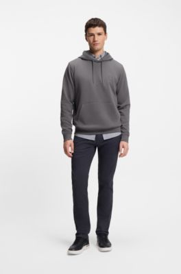 Sudadera con capucha en felpa de algod&oacute;n con aplique de logo, Gris