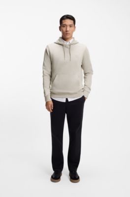 Cotton-terry hoodie with logo patch, Light Grey