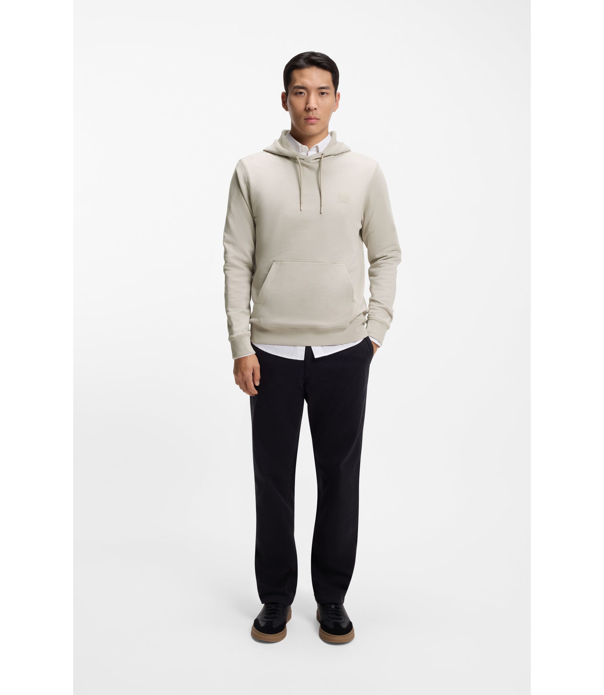 BOSS - コットンテリー フーディ ロゴパッチ - ライトグレー