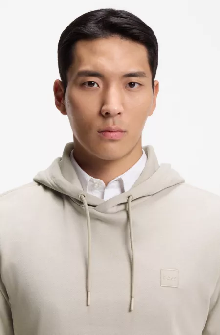 Sweat à capuche en molleton de coton avec patch logo