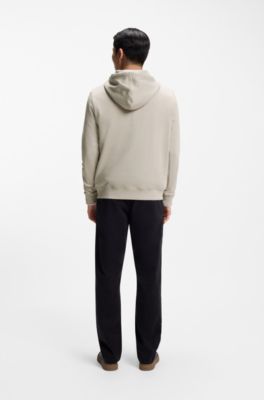 Cotton-terry hoodie with logo patch, Light Grey