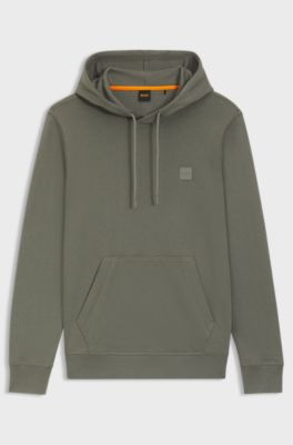 Sudadera de felpa de algod&oacute;n con capucha y parche con logo, Gris