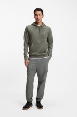Cotton-terry hoodie with logo patch, Grey