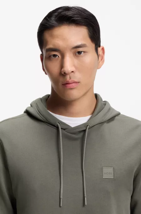 Cotton-terry hoodie with logo patch