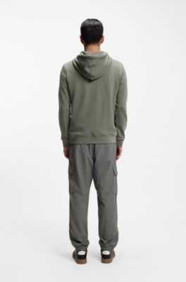 Sudadera de felpa de algod&oacute;n con capucha y parche con logo, Gris