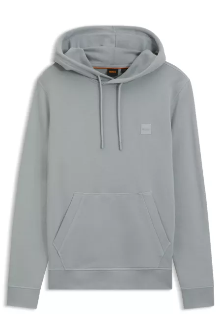 Cotton-terry hoodie with logo patch
