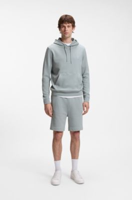 Cotton-terry hoodie with logo patch, Light Grey