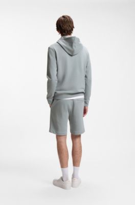 Cotton-terry hoodie with logo patch, Light Grey