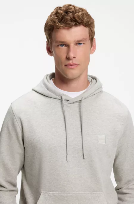 Cotton-terry hoodie with logo patch