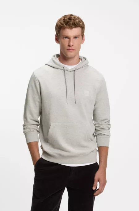 Cotton-terry hoodie with logo patch