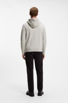 Cotton-terry hoodie with logo patch, Light Grey