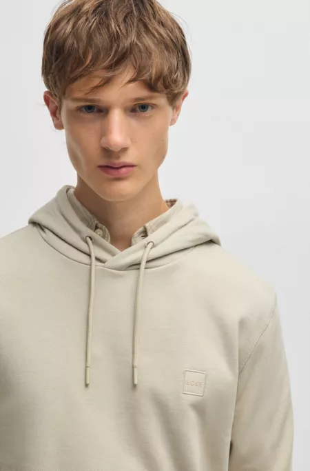 Regular-fit hoodie in cotton terry with logo patch