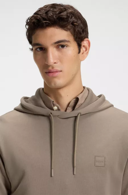 Cotton-terry hoodie with logo patch