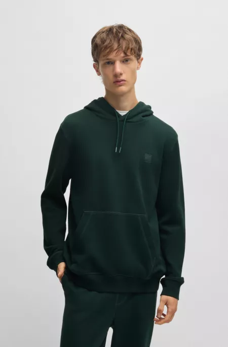 Regular-fit hoodie in cotton terry with logo patch