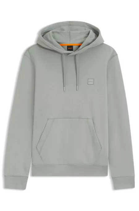 Cotton-terry hoodie with logo patch