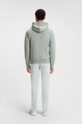 Cotton-terry hoodie with logo patch, Light Green