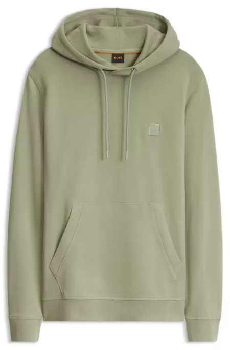 Cotton-terry hoodie with logo patch
