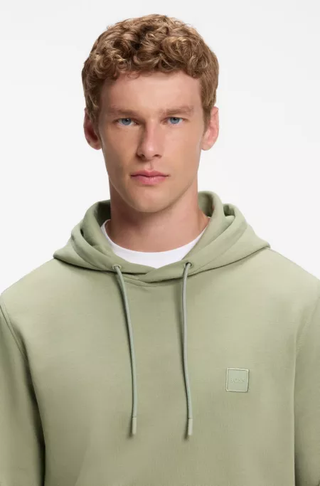 Cotton-terry hoodie with logo patch