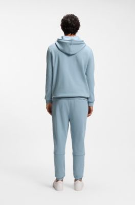 Cotton-terry hoodie with logo patch, Light Blue