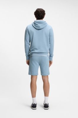 Cotton-terry hoodie with logo patch, Light Blue