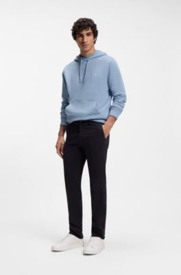 Cotton-terry hoodie with logo patch, Blue