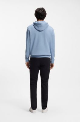 Cotton-terry hoodie with logo patch, Blue