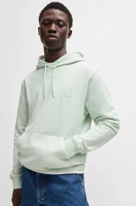 Regular-fit hoodie in cotton terry with logo patch