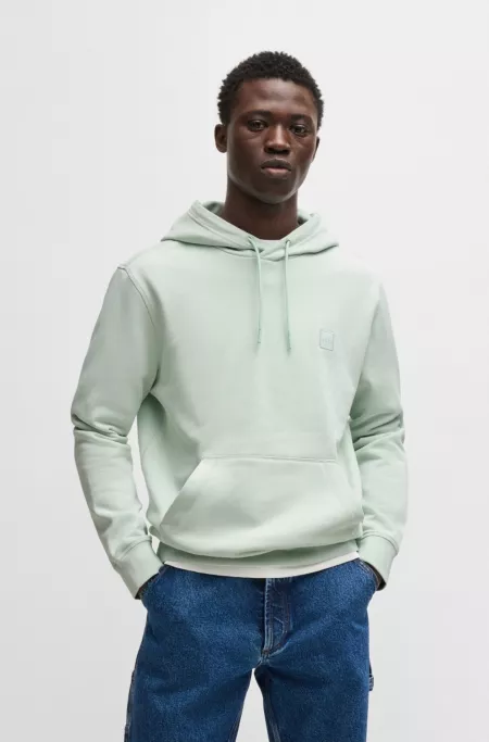 Regular-fit hoodie in cotton terry with logo patch