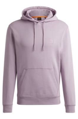 Hugo Boss Cotton-terry Hoodie With Logo Patch In Purple