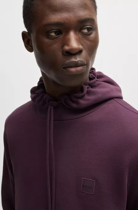 Regular-fit hoodie in cotton terry with logo patch