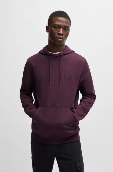 Regular-fit hoodie in cotton terry with logo patch