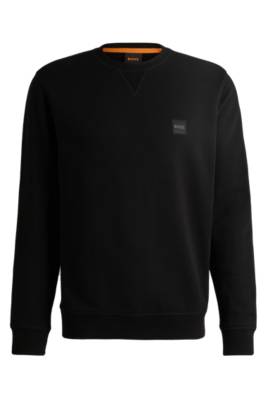 Hugo Boss Cotton-terry Relaxed-fit Sweatshirt With Logo Patch In Black