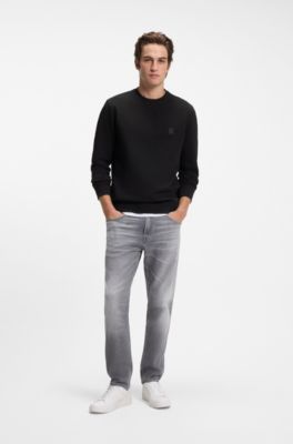 Sweat en molleton de coton avec patch logo, Noir