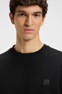Sweat en molleton de coton avec patch logo, Noir