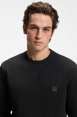 Sweatshirt van katoenen sweat met logopatch, Zwart