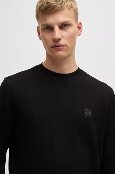 Cotton-terry regular-fit sweatshirt with logo patch