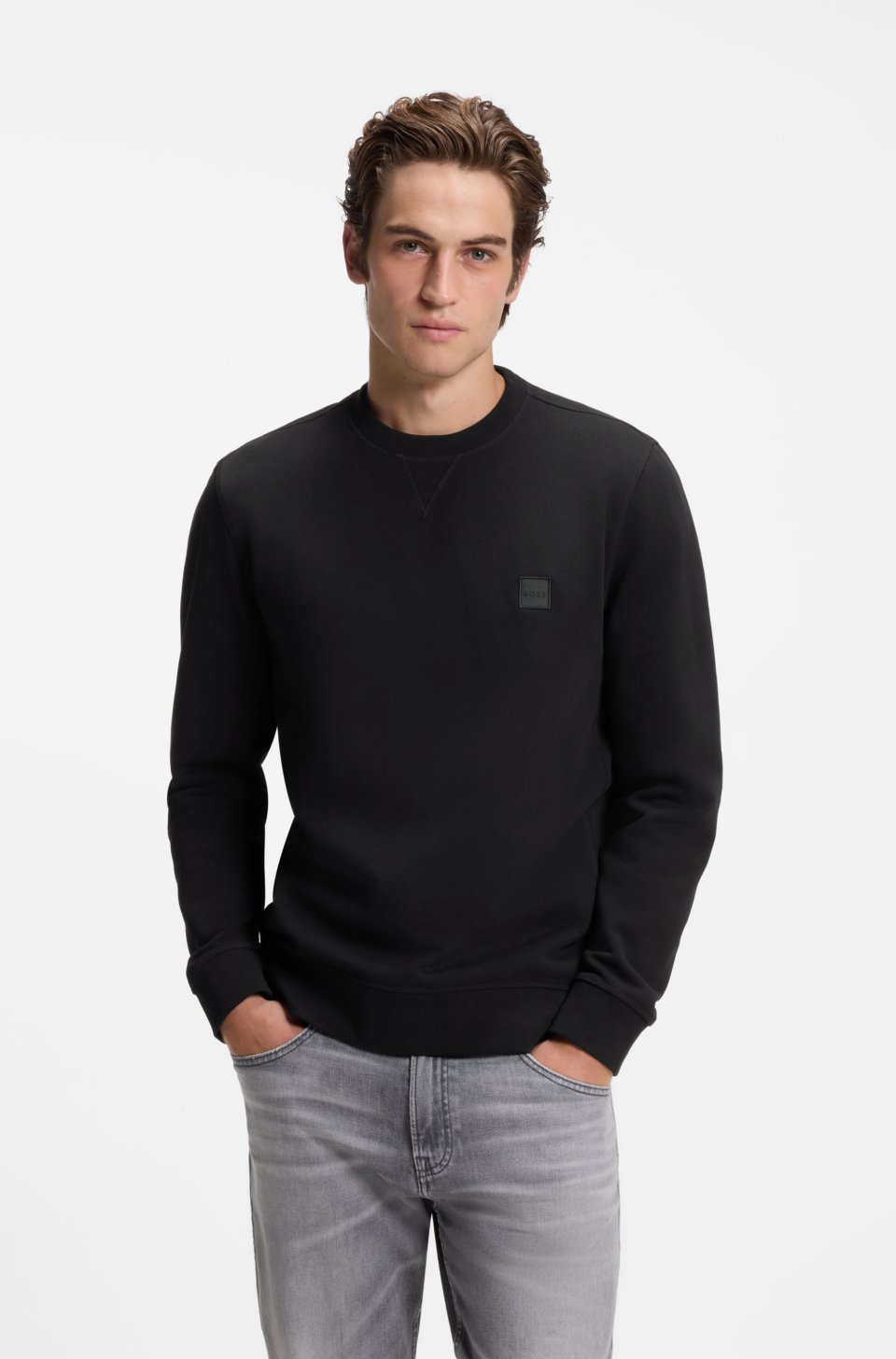Cotton-terry sweatshirt with logo patch