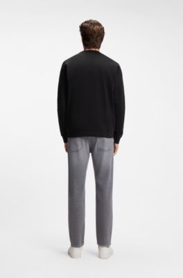 Cotton-terry sweatshirt with logo patch, Black