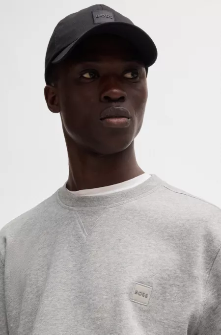 Cotton-terry regular-fit sweatshirt with logo patch