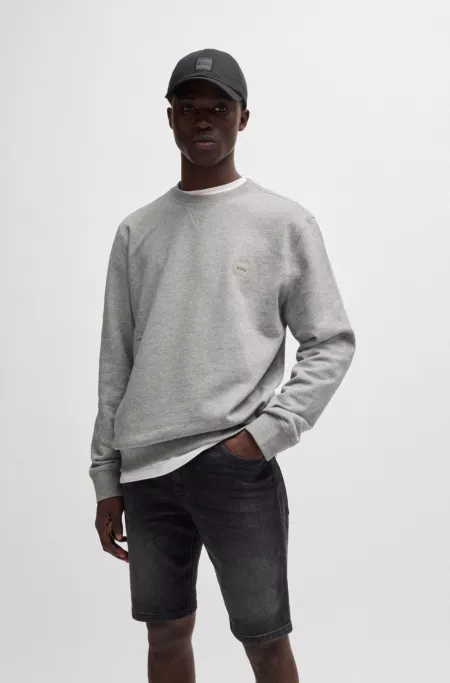 Cotton-terry regular-fit sweatshirt with logo patch