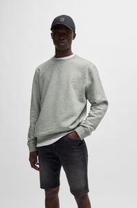 Cotton-terry regular-fit sweatshirt with logo patch, Light Grey