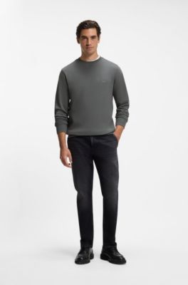 Cotton-terry sweatshirt with logo patch, Grey