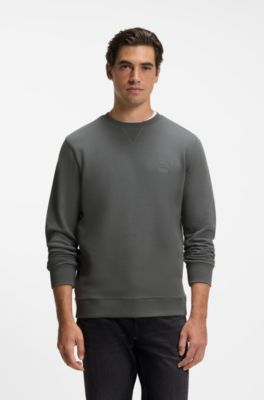 Cotton-terry sweatshirt with logo patch, Grey