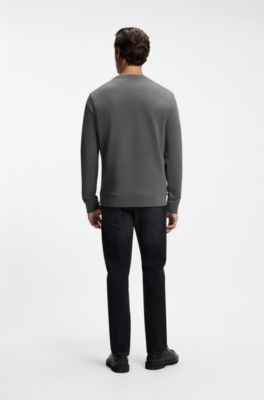 Cotton-terry sweatshirt with logo patch, Grey