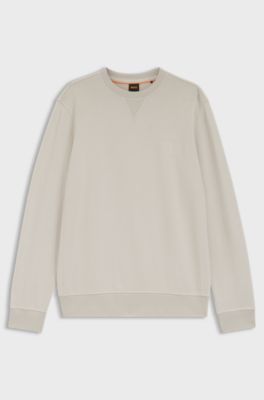 Felpa in terry di cotone con toppa con logo, Grigio chiaro