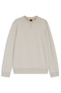 Cotton-terry sweatshirt with logo patch, Light Grey