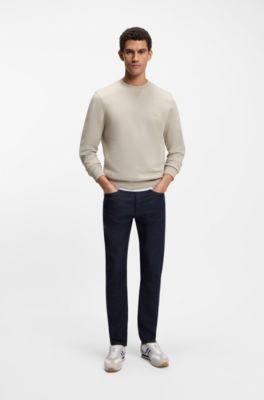 Cotton-terry sweatshirt with logo patch, Light Grey