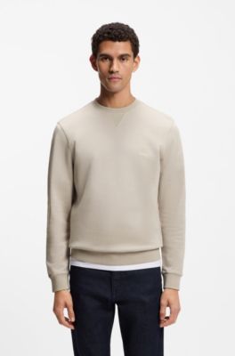 Cotton-terry sweatshirt with logo patch, Light Grey