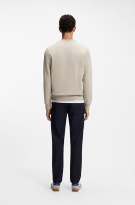 Cotton-terry sweatshirt with logo patch, Light Grey