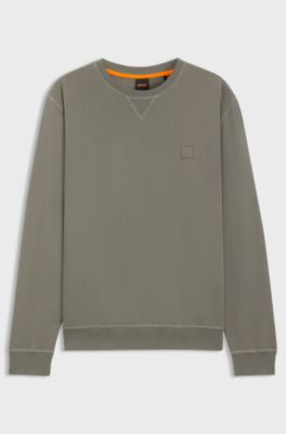 Sweat en molleton de coton avec patch logo, Gris